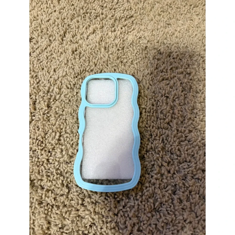 Anuck for iPhone 15‎ Pro Case Wavy Edge Clear Back Design, Anti-Slip Grip